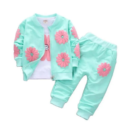 Smiley Daisy 3-Piece Jacket, Tee & Jogger Set for Girls