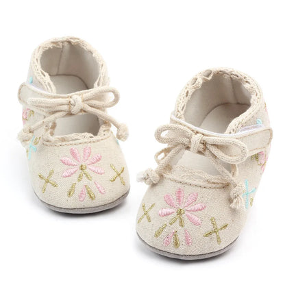 Embroidered Mary Jane First Walker Shoes for Baby Girls