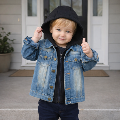 Hooded Button-Front Denim Jacket – Kids Denim Coat