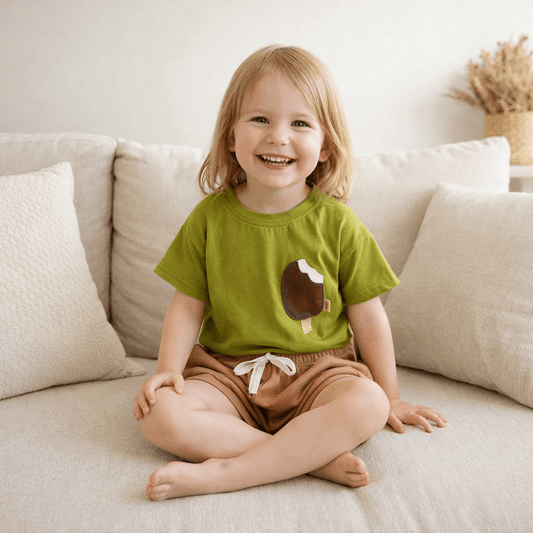 Ice Cream Patch Summer Top & Shorts Set | 0-3-Y Baby Sizes
