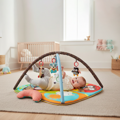 Keeygo Baby Play Mat – Zoo-Themed Sensory Gym for Infants 0–6 Months, Washable & Interactive