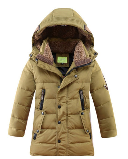 Boys Winter Down Jacket – Thick, Warm & Removable Hood