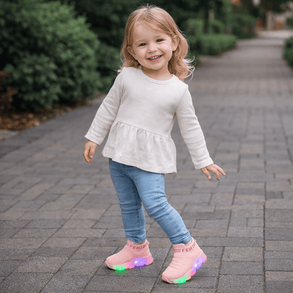 Kids LED Light-Up Knit Sneakers – Lightweight Slip-On Sneakers for Toddlers & Kids
