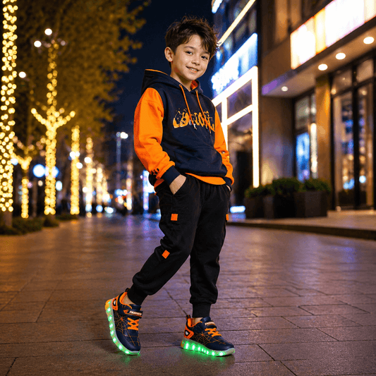 Kids LED Light-Up Sneakers with Hook & Loop Strap