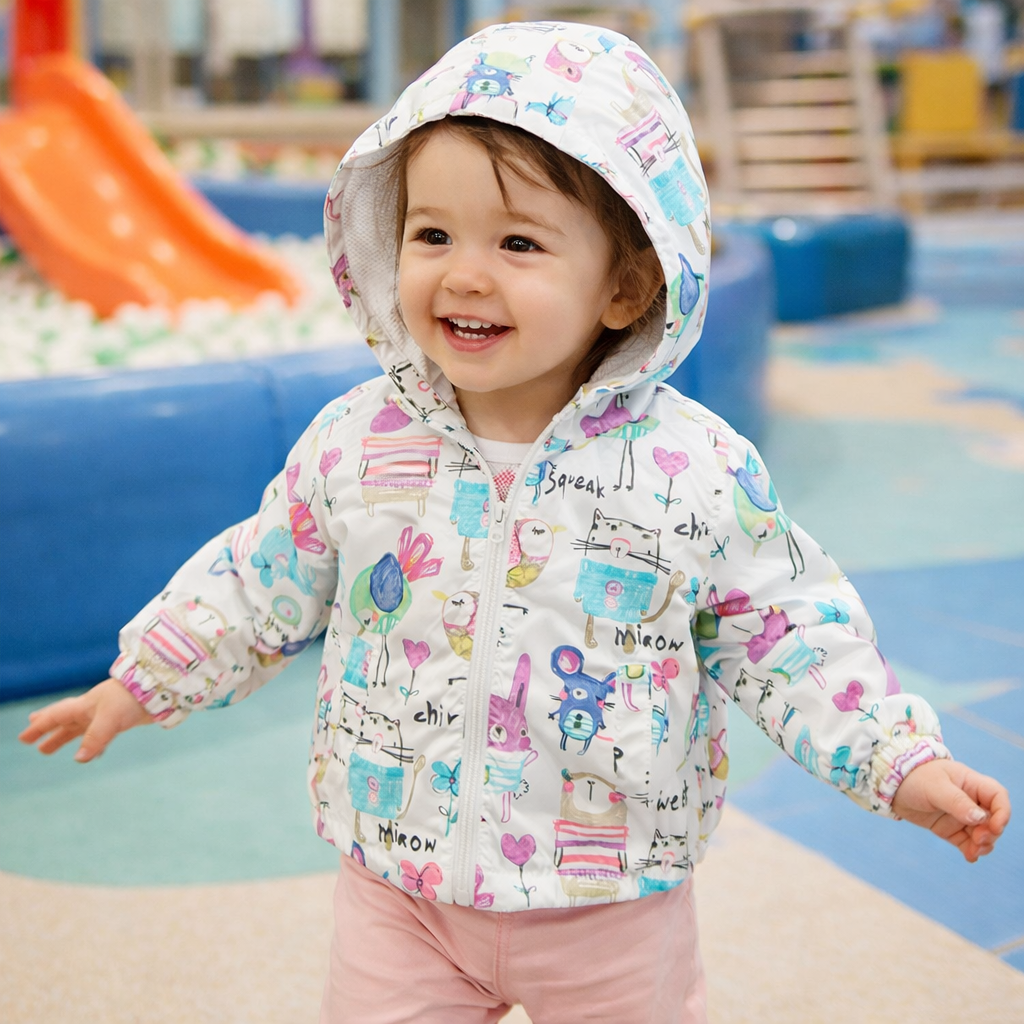 Kids Lightweight Cartoon Hooded Jacket – Soft, Breathable & Play-Ready
