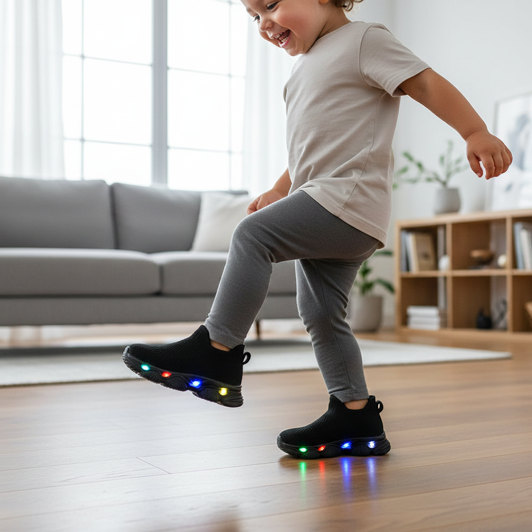 Kids’ Ultra-Light LED Knit Sneakers – Breathable, Soft-Soled & Glow-Step Design