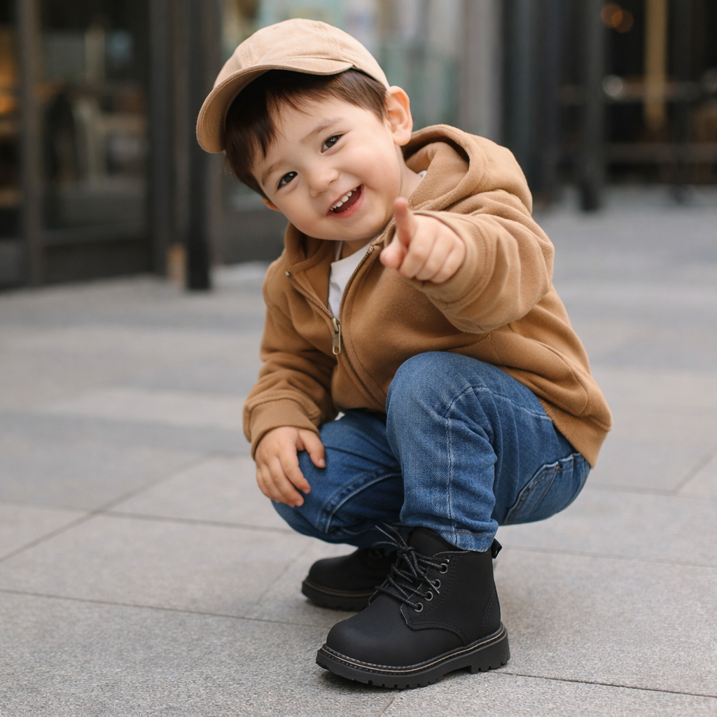 Kids Winter Martin Boots – Warm, Non-Slip & Easy Side-Zip Design