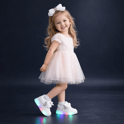 Little Girls LED Light Bow Sneakers