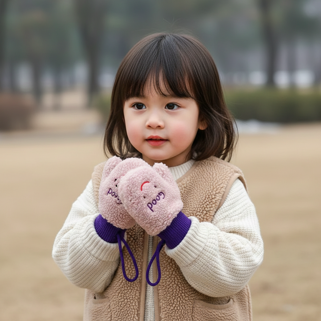 Lamb Fleece Baby Mittens – Cozy Plush Winter Gloves for Toddlers (1–4 Years)