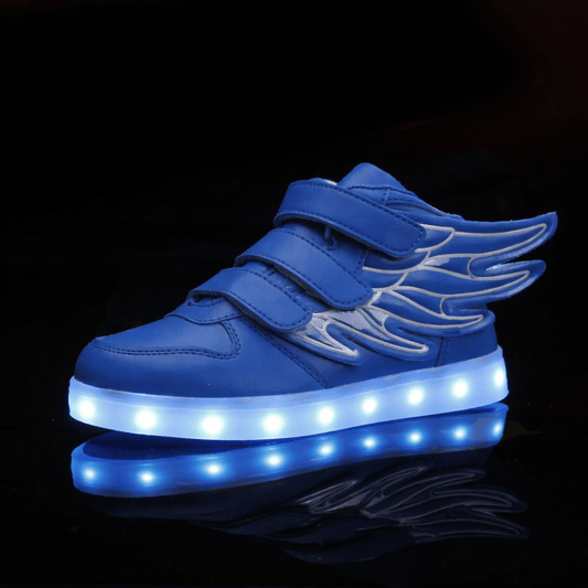 LED Light-Up Wing Sneakers for Kids – USB Rechargeable Flashing Shoes with Angel Wings for Boys & Girls
