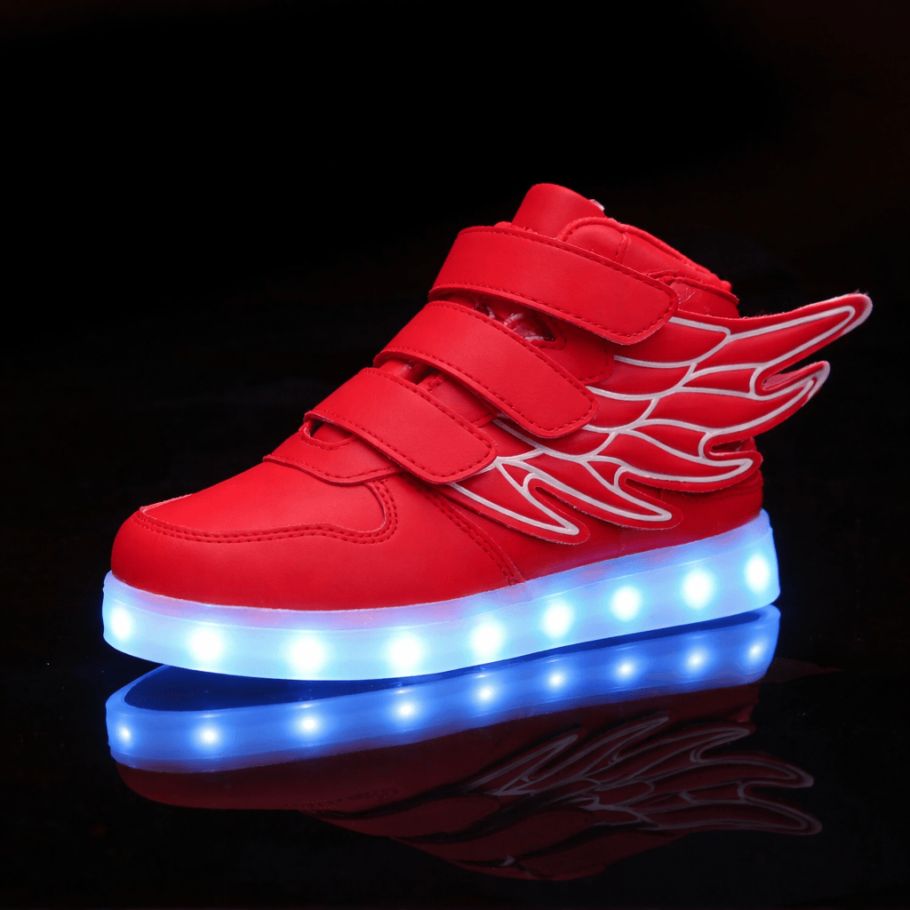 LED Light-Up Wing Sneakers for Kids – USB Rechargeable Flashing Shoes with Angel Wings for Boys & Girls