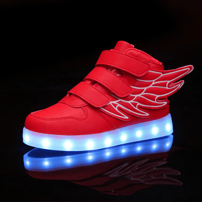 LED Light-Up Wing Sneakers for Kids – USB Rechargeable Flashing Shoes with Angel Wings for Boys & Girls