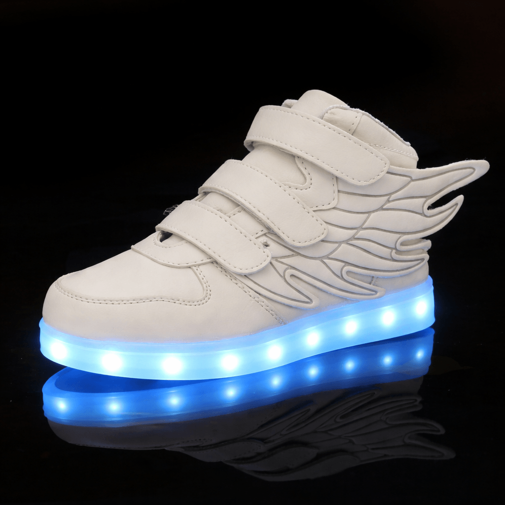 LED Light-Up Wing Sneakers for Kids – USB Rechargeable Flashing Shoes with Angel Wings for Boys & Girls