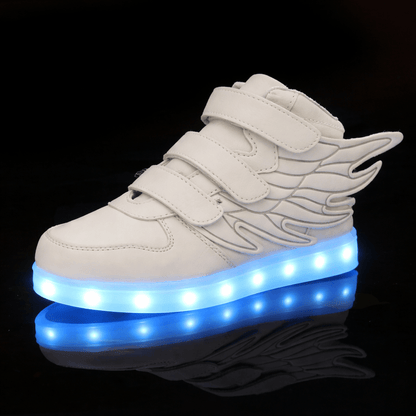 LED Light-Up Wing Sneakers for Kids – USB Rechargeable Flashing Shoes with Angel Wings for Boys & Girls