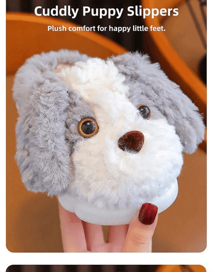 Plush Puppy Indoor Slippers for Toddlers & Kids – Warm, Non-Slip House Shoes