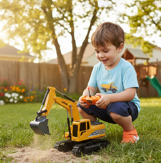 RC Excavator Truck – Remote Control Construction Vehicle with Metal Shovel & Lights