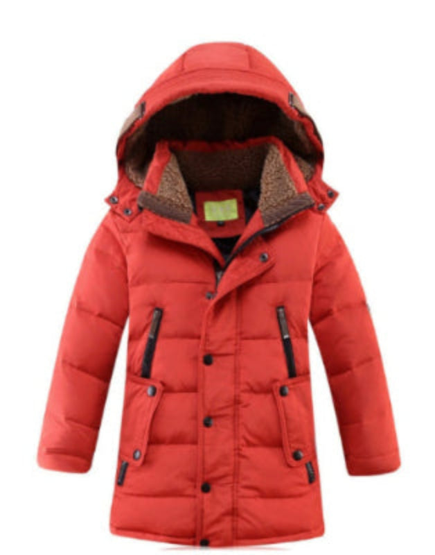 Boys Winter Down Jacket – Thick, Warm & Removable Hood