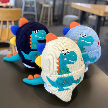 3D Dinosaur Knit Earflap Hat for Kids