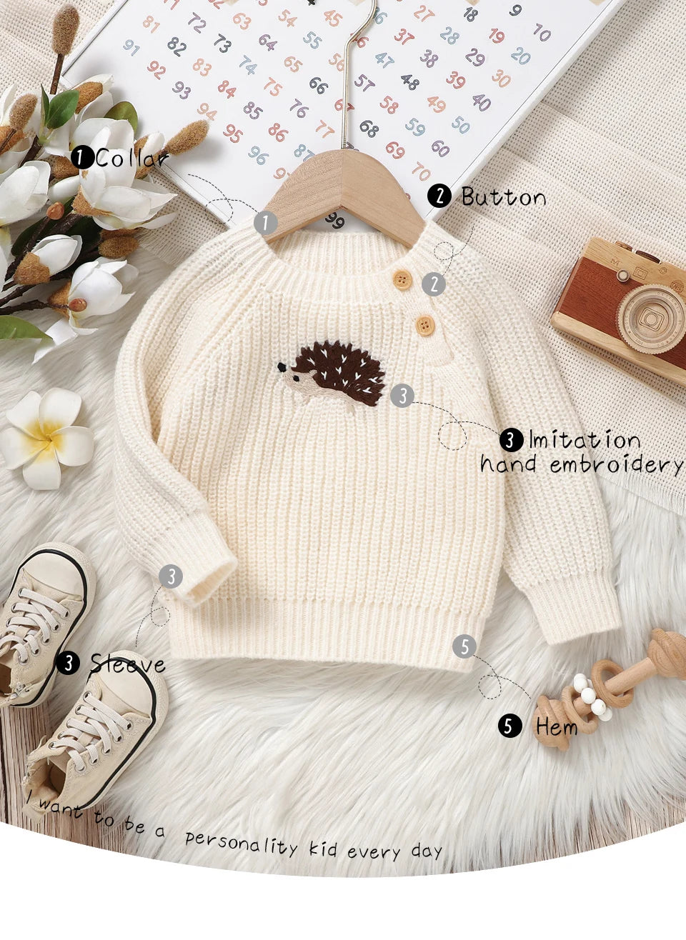 Cable-Knit Baby & Toddler Sweater – Soft Winter Pullover with Crew Neck (6 Months–3 Years)