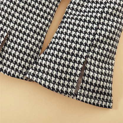 Houndstooth Heart Girls’ Top, Flare Pants & Beret Set
