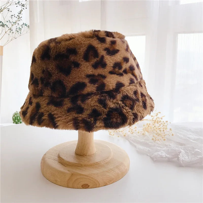 Plush Bear-Ear Winter Bucket Hat for Girls