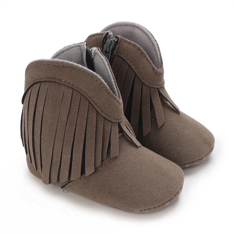 Western Floral Embroidered Baby Cowboy Boots with Soft Cotton Soles