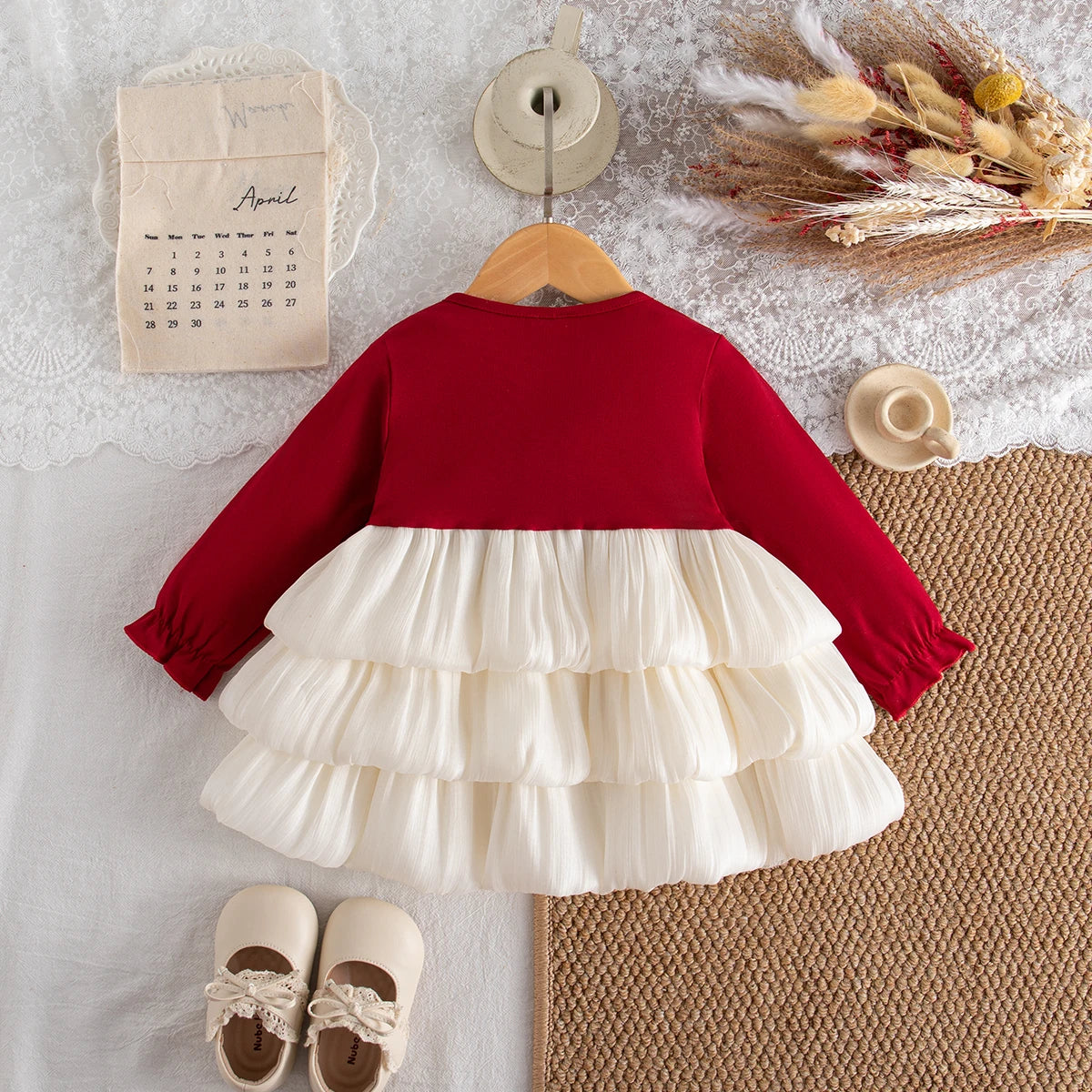 Oversized Bow & Tiered Ruffle Baby Girl Party Dress