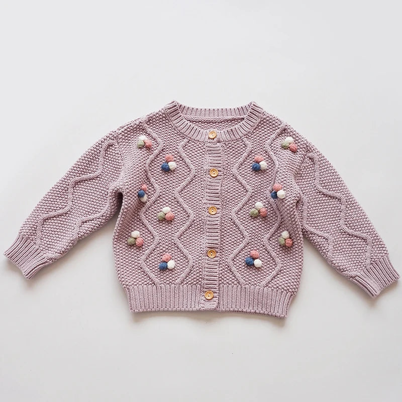 Knit Cardigan Sweater for Babies, Toddlers & Little Kids (9 Months–7 Years) – Button-Front, Embroidered Animals & Floral Details
