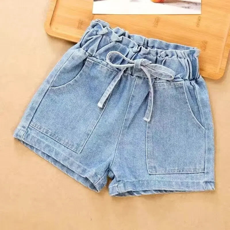 Playful Detail Denim Shorts for Girls