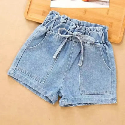 Playful Detail Denim Shorts for Girls