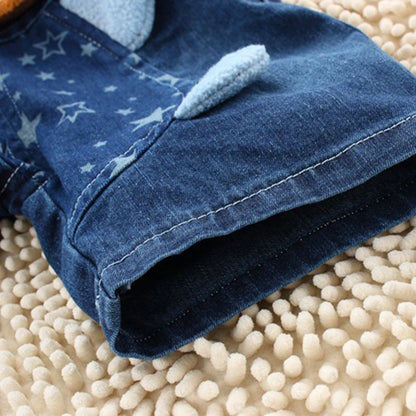 Plush Puppy Patch Denim Shortalls for Babies & Toddlers