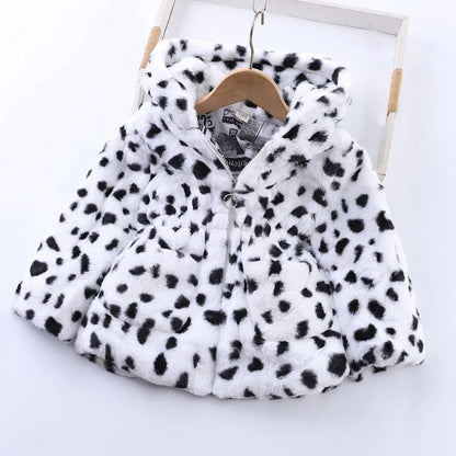 Baby Girls Sherpa Hooded Winter Coat with Pockets – Soft Plush Zip-Up Jacket