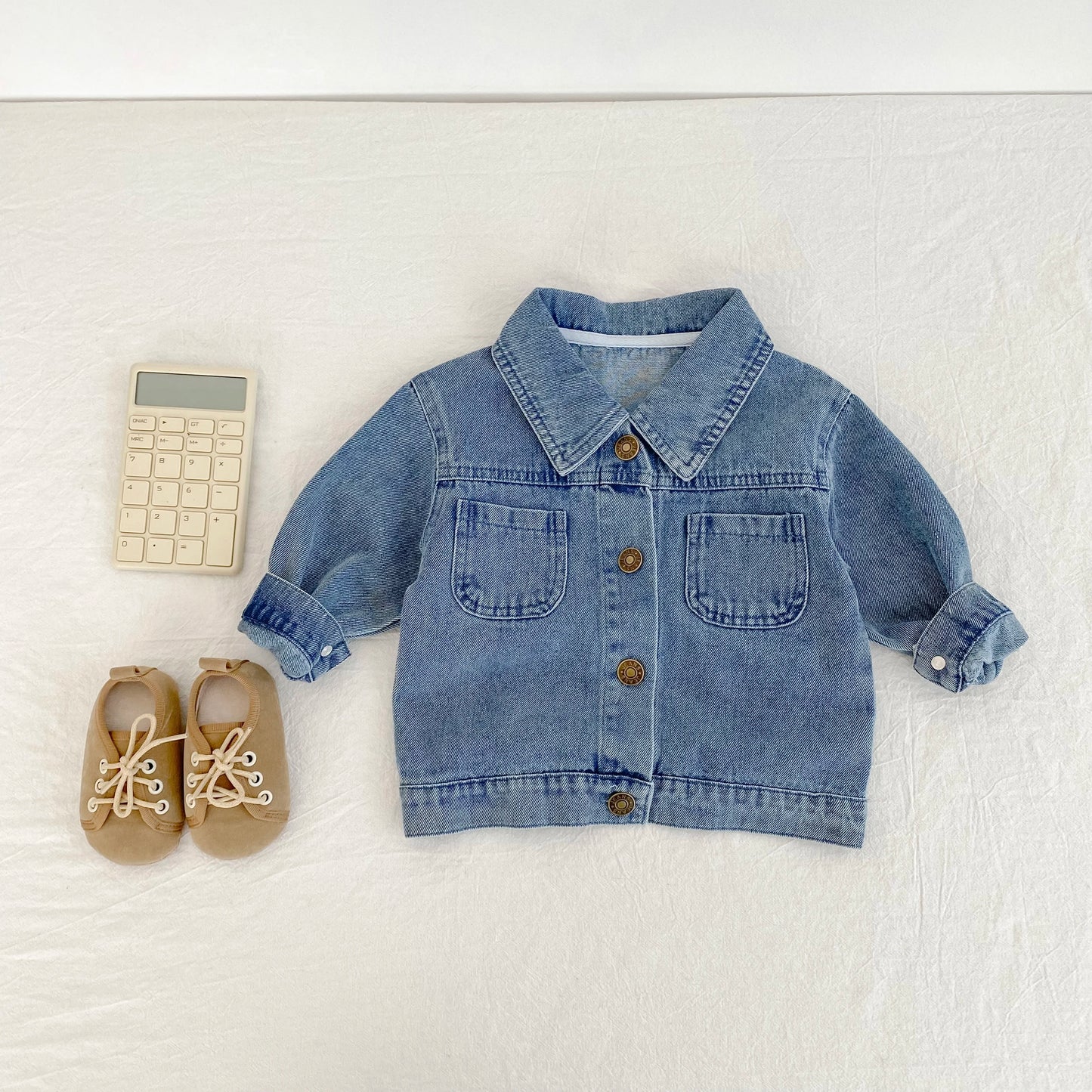 Baby Denim Jacket with Double Pockets – Soft Cotton Button Jacket (Ages 6–24 Months)