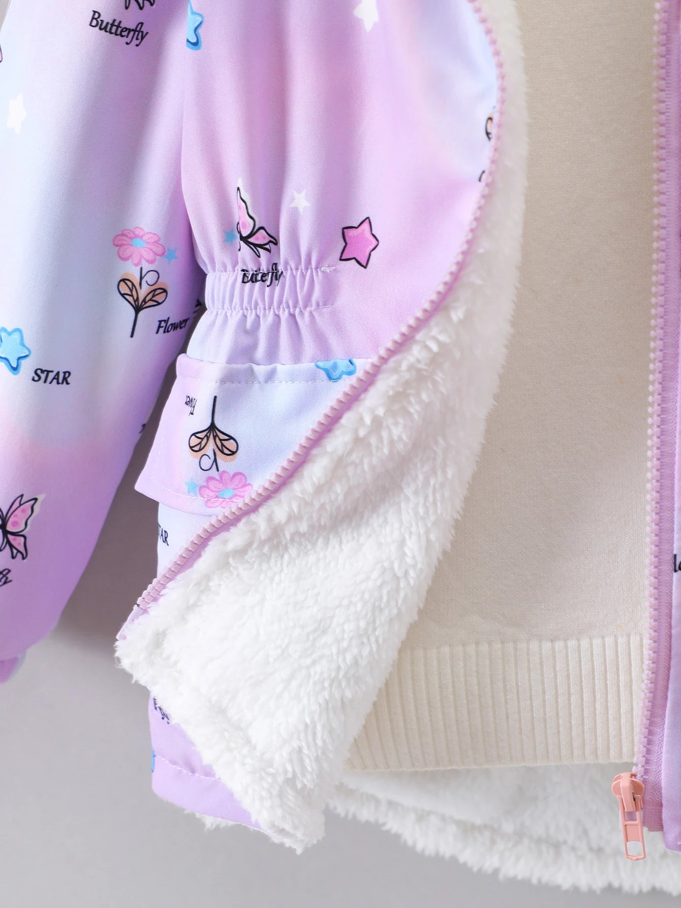 Little Girls’ Plush-Lined Unicorn Gradient Zip-Up Hoodie Jacket (4-7 years)