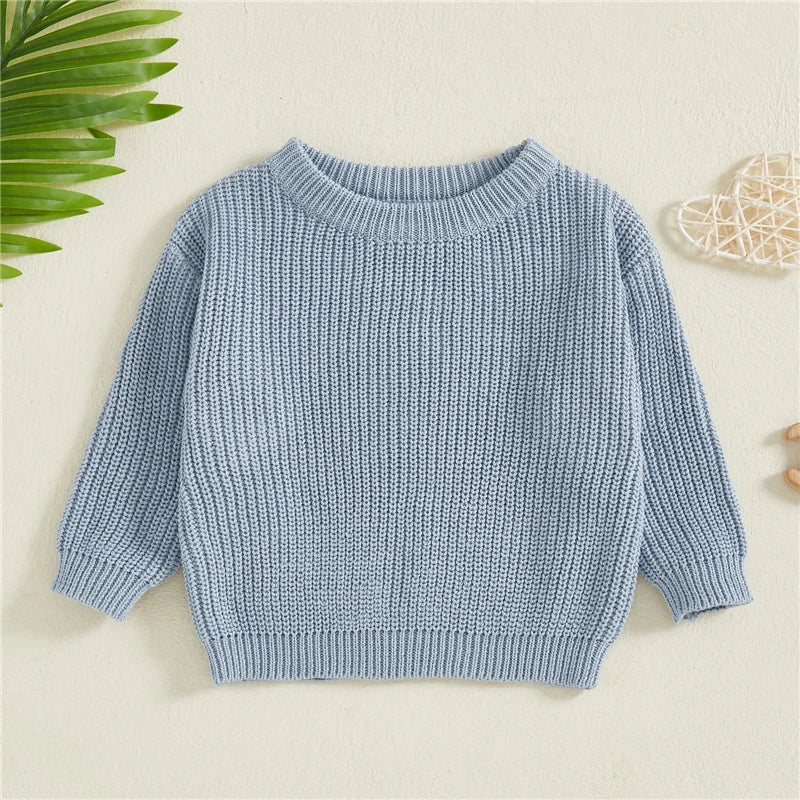 Classic Knit Baby Sweater – Soft Cotton Crewneck Pullover (0–5 Years)