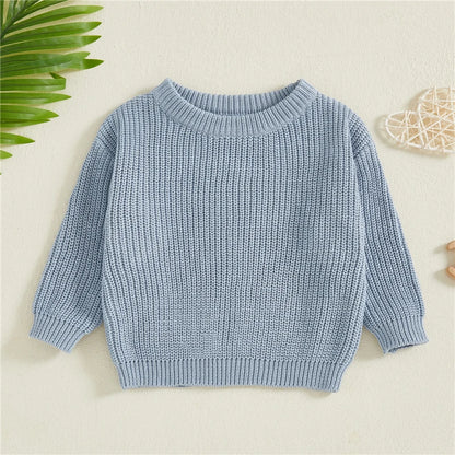 Classic Knit Baby Sweater – Soft Cotton Crewneck Pullover (0–5 Years)