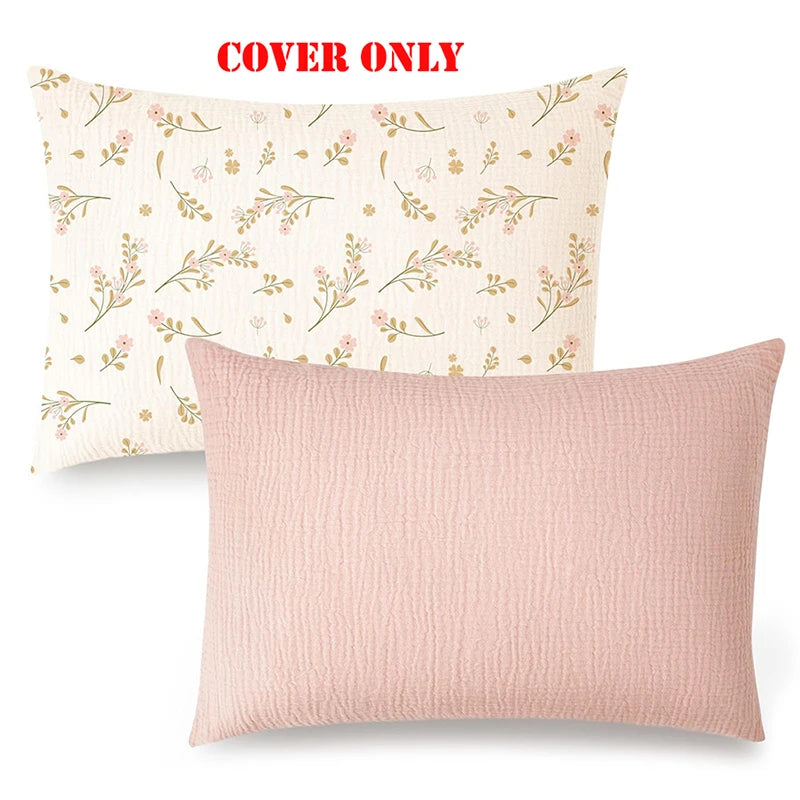 Forest Deer & Botanical Print Muslin Pillowcase for Kids