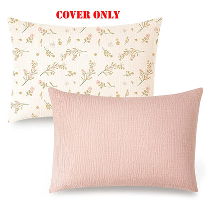 Forest Deer & Botanical Print Muslin Pillowcase for Kids