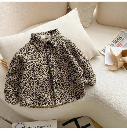 Leopard Print Button-Front Shirt for Boys