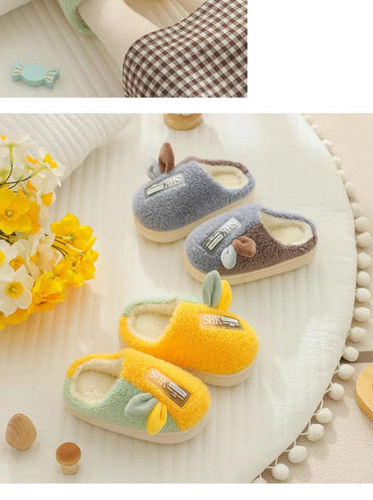 Plush Bunny Ear Kids Slippers – Warm Non-Slip Indoor Shoes for Toddlers & Kids
