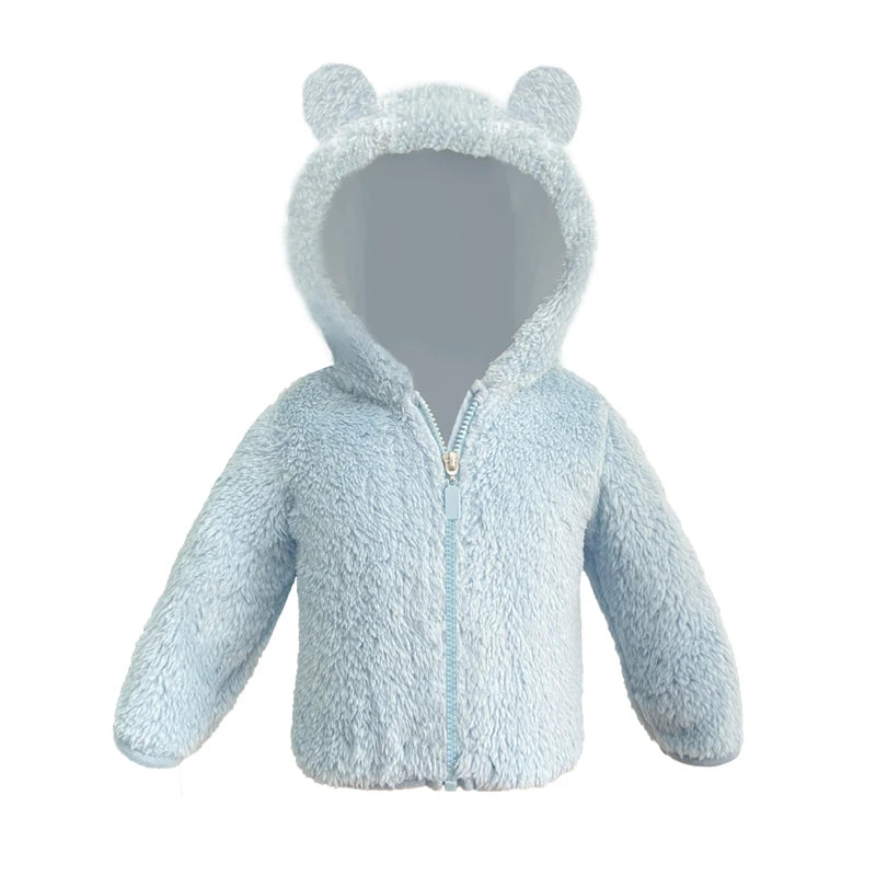 Bear-Ear Zip Teddy Fleece Hooded Jacket for Boys