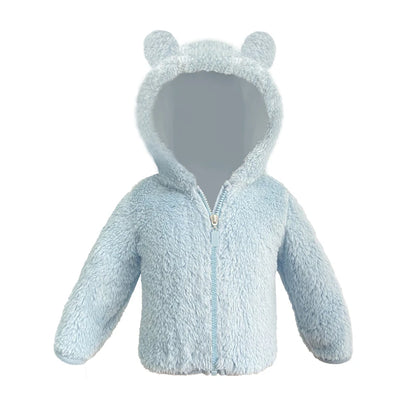 Bear-Ear Zip Teddy Fleece Hooded Jacket for Boys