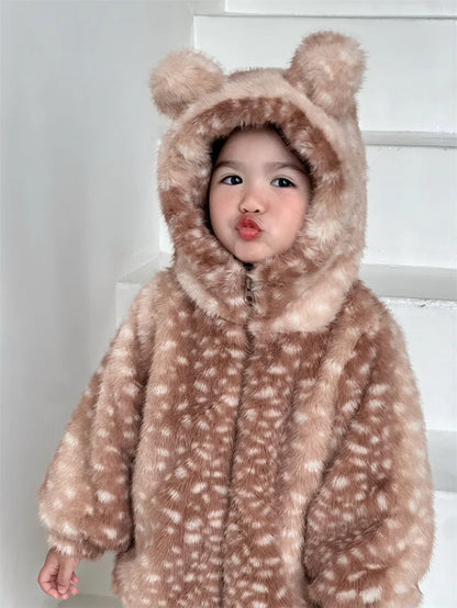 Bear Ear Hooded Plush Jacket & Cozy Winter Separates for Kids