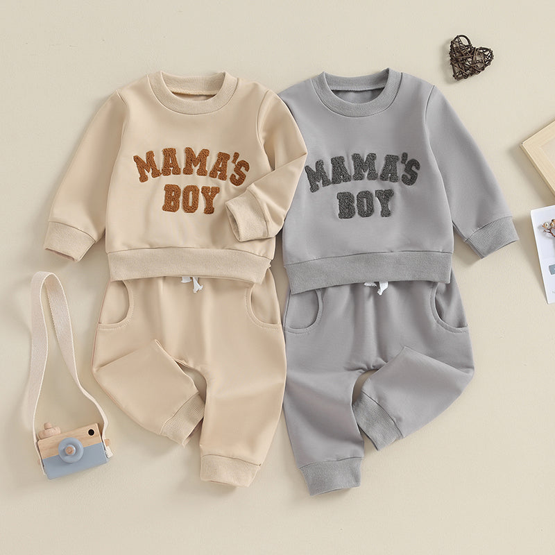 “Mama’s Boy” Baby Sweatshirt & Jogger Set – Cozy Two-Piece Outfit (0–3 Years)