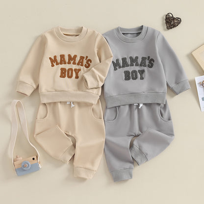 “Mama’s Boy” Baby Sweatshirt & Jogger Set – Cozy Two-Piece Outfit (0–3 Years)