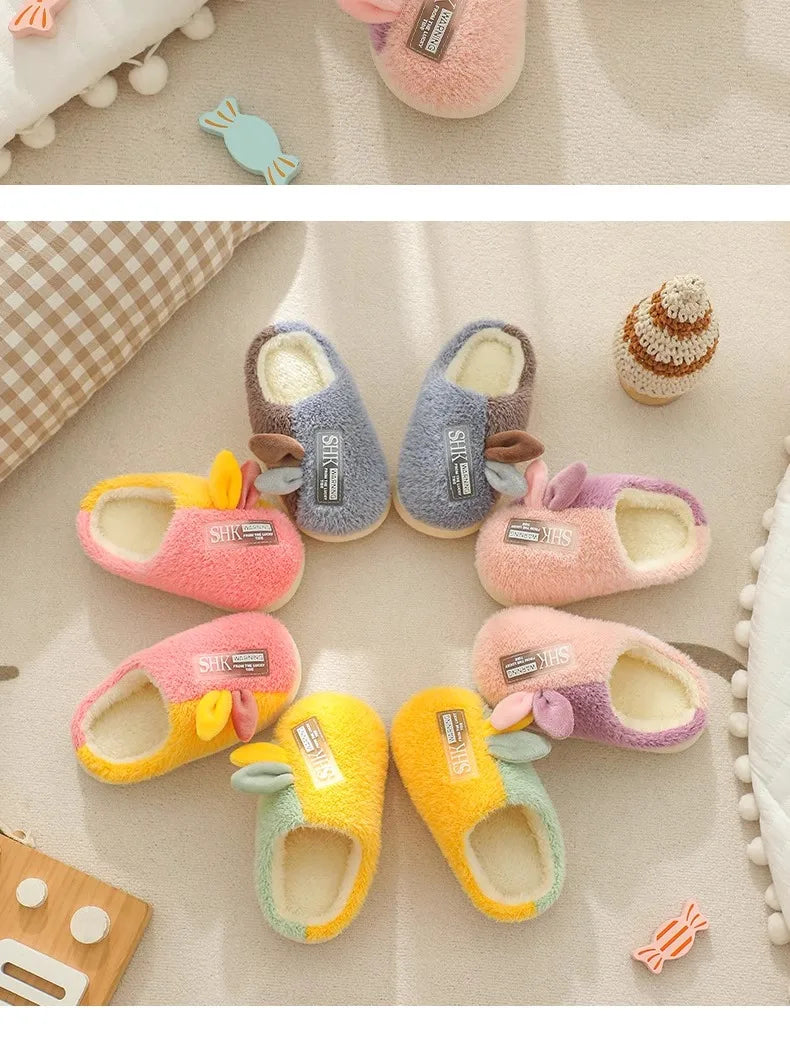 Plush Bunny Ear Kids Slippers – Warm Non-Slip Indoor Shoes for Toddlers & Kids