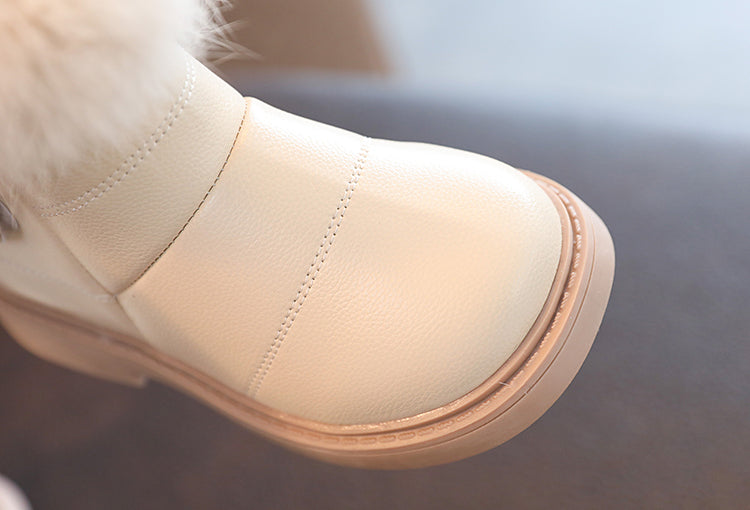 Girls' Faux Fur Trim Snow Boots – Warm Winter Ankle Boots for Toddlers & Little Girls