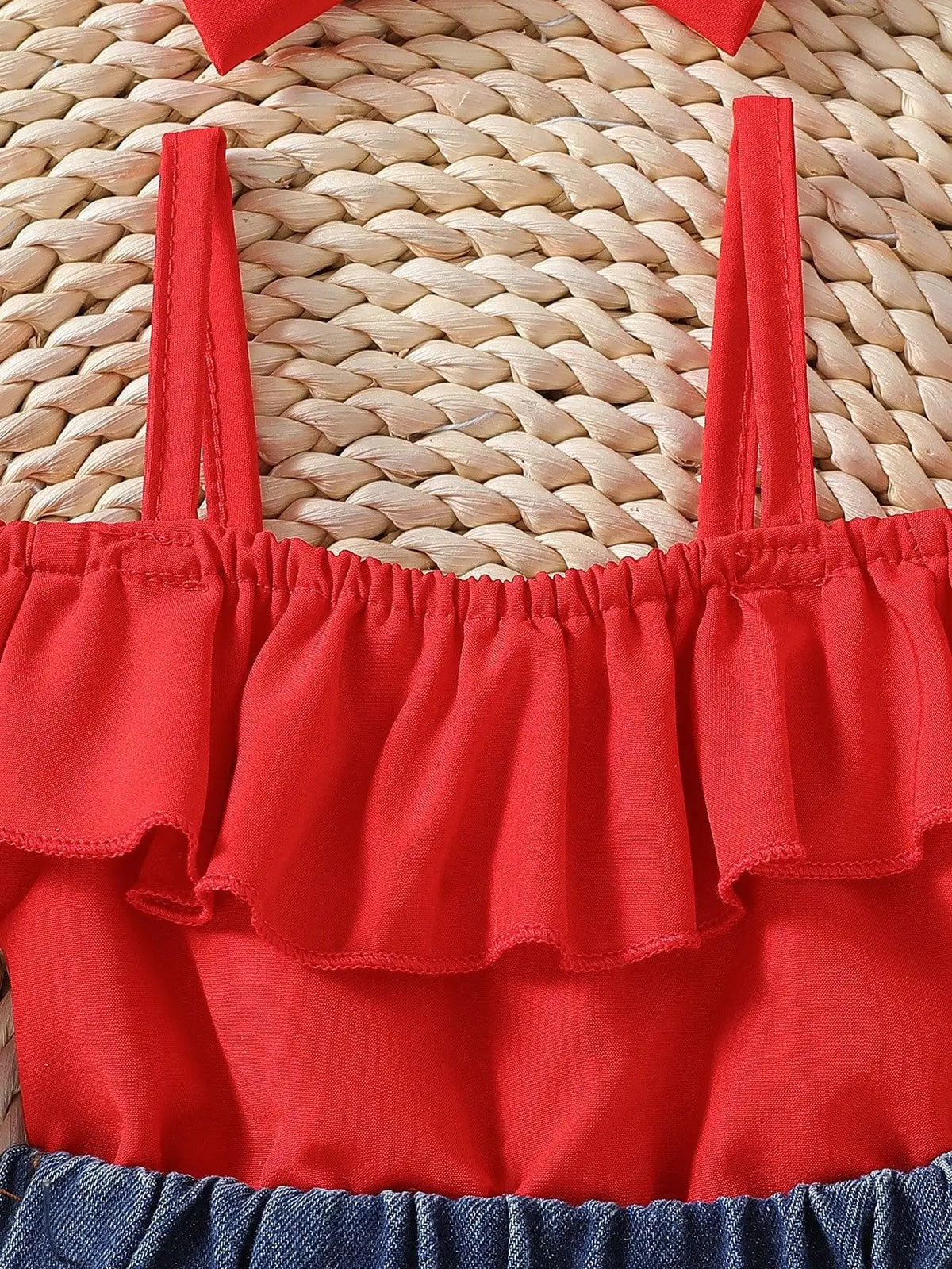 Heart & Ruffle Girls’ Summer Top and Denim Shorts Set
