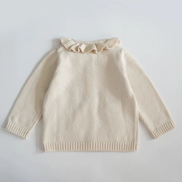 Baby & Toddler Girls Cotton Knit Cardigan (2–6 Years) – Button-Front Sweater with Duck Embroidery
