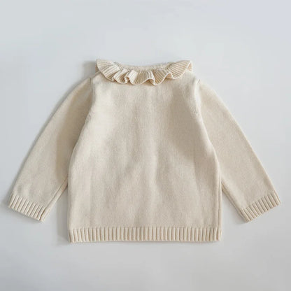 Baby & Toddler Girls Cotton Knit Cardigan (2–6 Years) – Button-Front Sweater with Duck Embroidery